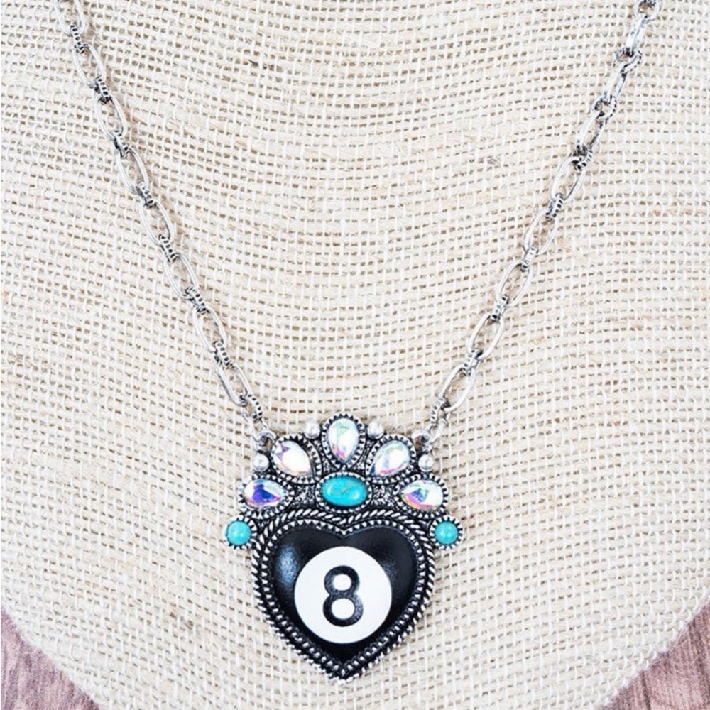 Chic Silver and Black Heart Pendant Necklace